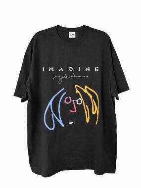 John Lennon Imagine Lee Hanton Beatles Graphic Band T Shirt Black 3XL